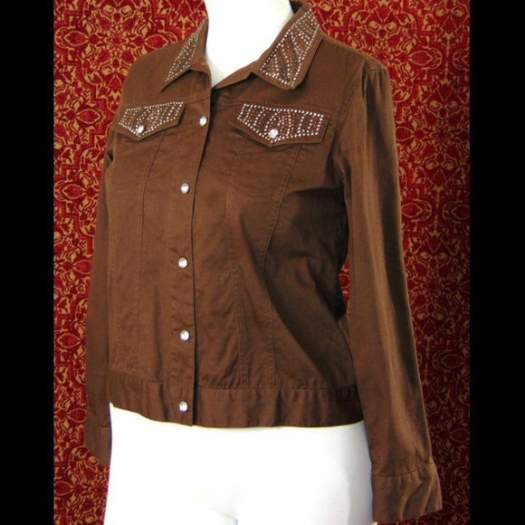 LH SPORT brown cotton long sleeve jacket M✨ - Picture 4 of 7